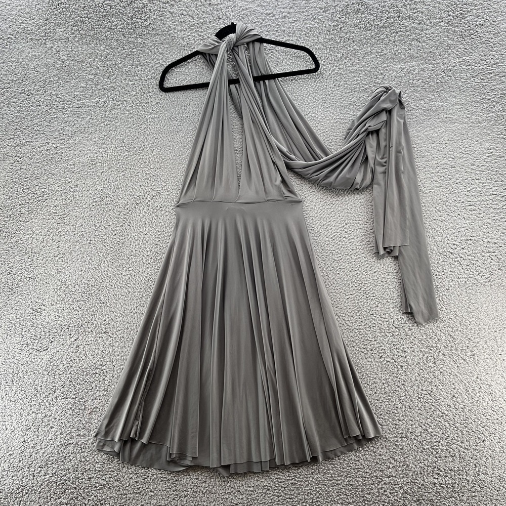 Twobirds Dress Women OS Gray Convertible Infinity Multiway Halter Event Party